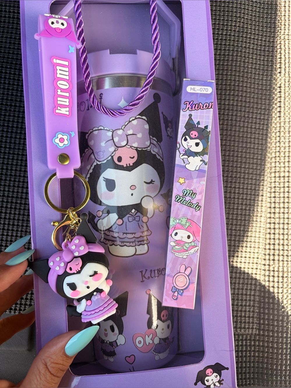 Kuromi Purple Character Tumbler pen & Keychain Gift Set